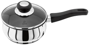 Judge Vista J205A Stainless Steel Non-Stick Medium Saucepan 16cm 1L, Shatterproof Vented Glass Lid, Induction Ready, Oven Safe, 25 Year Guarantee