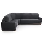 MAXIFUNDAS FUNDAS DE SOFA & CHAISE LONGUE. Housse de canapé d'angle Relive Gris foncé. Housse de Protection Super élastique pour canapé d'angle.