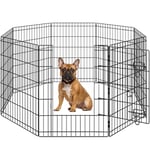 Yaheetech Parc pour Chien 8pcs Cage pour Chiens Enclos Pliant à Chiots Lapins Clôtures Chenil pour Chirens Chiots Lapins en Métal Extérieur Interieur 61 x 76 cm