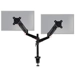 Duronic Gas-Powered Monitor Arm Stand DMG52 | Double PC Desk Mount | Height Adjustable | For Two 15-27 Inch LED LCD Screens | VESA 75/100 | 8kg Capacity | Tilt -90°/+85°, Swivel 180°, Rotate 360°