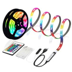 MUSUNIA LED Strip Battery – 5 m RGB 5050 LED Strip Battery Operated or USB Battery Operated, Remote Dimmable 16 Colours, Can be Cut for TV Backlight Decoration, Cabinets, Stairs Decoration