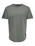 ONLY & SONS Men's Onsmatt Longy Ss Tee Noos T-Shirt, Castor Gray, L