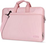 360 Protecteur Laptop Sac à Bandoulière Compatible avec 17-17,3 Pouces Dell XPS/HP Pavilion/Ideapad/Acer/Alienware/HP Omen, Couleur Assortie avec Ceinture, Rose