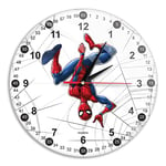 ERT GROUP Original and Officially Licensed by Marvel Wall Clock Glossy Spider Man 003 Marvel White Silent Unique Design painted Metal Hands 12"