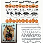 Halloween Borders Pumpkin Spider Bat Metal Die Cuts,Halloween Skull Spider Cutting Dies Cut Stencils for DIY Scrapbooking Album Decorative Embossing Paper Dies Card Making