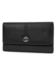 Timberland Women Leather RFID Flap Wallet Clutch Organizer, Black (Pebble), One Size