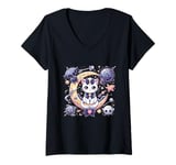 Womens Sailor Meow Cute Moon Cat Space Magic Gothic Halloween V-Neck T-Shirt