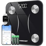 Insmart Balance Pese Personne, Balance Connectée avec apps, Pese Personnes mesure de la balance 16 données corporelles (IMC/graisse corporelle/BMR/muscle, etc.), affichage LED, très précis