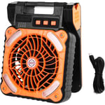 Ventilateur de Camping Solaire, Ventilateur Rechargeable 5200 mAh, Ventilateur de Sol avec led, Minuterie, 4 Vitesses, Ventilateur Camping Puissant