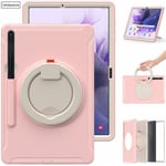 (Pink) Heavy Duty iskunkestävä tablet-kotelo Samsung Tab S9 FE Plus SM-X810 SM-X610 S7 S8 Ultra SM-X910 X910 Kid PC Silikonijalustalle tietokoneen kannet ja kuoret