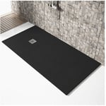 Receveur de douche 70x70cm extra plat madison en résine surface ardoisée noir - Noir