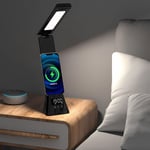 Sjqka - Lampe de bureau chargeur sans fil induction pour le chargement sans fil des télephones portables avecfonction minuterie pliable(noir)