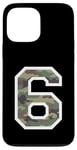 Coque pour iPhone 13 Pro Max Numéro d'uniforme en jersey #6 Six, camouflage camouflage