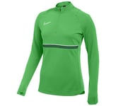 Nike Women's Academy 21 Drill Top Training Sweatshirt, womens, CV2653-362, Lt Green Spark/White/Pine Green/White, L