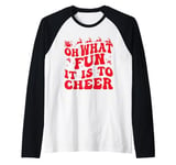 Oh What Fun It Is To Cheer Sports mom Cheerleading Christmas Raglan Baseball Tee