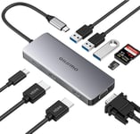 Hub Usb C 9 En 1,Station D'Accueil Usb-C Triple Écran,Adaptateur Multiport Avec Double 4K Hdmi Vga 1080P,3 Usb 3.0-100 W Pd Et Lecteur De Carte Tf/Sd Pour Macbook Pro/Air Et Windows