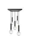 Sleek Cylinder 5 Wire Square Cluster Lights, Pewter