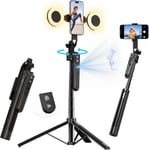 Automatique Visage Suivi Trépied Avec Lumière, Sans App, 360° Rotate 180cm Support De Téléphone Avec Capteur De Mouvement, Rétractable Support De Caméra Pour Vlog/Vidéo/Enregistrement