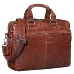 STILORD 'Gero' Vintage Sac en Cuir Grande Serviette pour Hommes XL Ordinateur Portable 14 Pouces Bandoulière Université Bureau, Couleur:Brandy - Marron