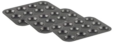 Tefal Assiette à succès 12 coupelles à cupcakes en aluminium 30 x 23 x 1,5 cm - Noir, Marron, 35,2 x 25 x 2,3 cm (Lot de 3)