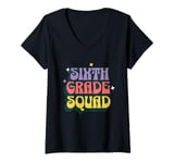 Womens Sixth Grade Squad 6th Grade Teacher Student Team School Day V-Neck T-Shirt