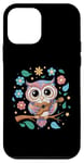 Coque pour iPhone 12 mini Guitare mignonne en forme de hibou et fleurs pour un fan de hiboux