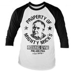 Hybris Rocky - Mighty Mick's Gym Baseball Long Sleeve Tee (White-Black,L)