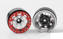 TRO 1.7" Stamped Steel Beadlock Wheels RED / CHROME RC4WD Z-W0225 Marlin