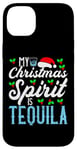 Coque pour iPhone 14 Plus My Christmas Spirit Is Tequila. Boire de Noël drôle