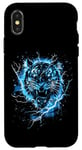 Coque pour iPhone X/XS Tigre Lightning Bleu ciel Art de la faune Animal