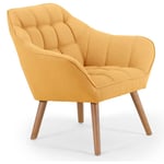 Cotecosy - Fauteuil Scandinave Zentao Tissu Jaune - Jaune