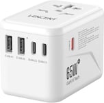 Adaptateur De Voyage Prise Universelle Chargeur International Gan Iii 65W Avec 2 Usb & 3 Usb-C Pd Adaptateur International France Vers Usa Canada Uk Aus Chine Japon Prise Monde Typ[CHA242748]