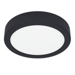 Eglo Plafonnier LED Fueva 6, lampe de plafond ronde, luminaire en saillie, éclairage pour salle de bains en plastique noir et blanc, blanc chaud - blanc froid, IP44, Ø 16,5 cm