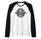 Superman Original Man Of Steel Chain Link Logo Raglan Baseball Tee