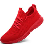 Femme Chaussures de Running pour Course Sports Fitness Respirant Mesh Gym Outdoor Trail Jogging Walking Tennis Baskets athlétique Sneakers Rouge 41 EU