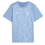 Manchester City Tränings T-Shirt Pre Match - Blå/Vit Barn - PUMA, storlek M/152 cm