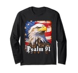 Psalms 91 Bible Verse Protection & Blessing Eagle Flag USA Long Sleeve T-Shirt