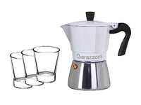 Barazzoni Set petit-déjeuner, Moka hybride 3 tz + 3 tasses en verre