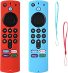 Protection Télécommande Fire Tv Stick Coque De Protection Pour Télécommande Silicone Pour Télécommande Vocale Alexa Pro¿Version 2022) Bandoulière 2Pack(Rouge Et Bleu)