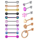 D.Bella Lot de 16 Piercings de Langue en Acier Inoxydable 14 g Couleurs Aléatoires 16mm Langue Anneaux Bar Piercing Bijoux pour Femmes Hommes