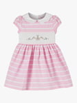 Trotters Baby Bunny Striped Smocked Dress, Pink Stripe