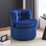 Fauteuil pivotant, flanelle pivotante accent tonneau-petite, rembourrée et confortable, pour petite pièce, chaise club, bleu