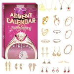 2023 Jul Adventskalender Mode Smycken Överraskning Blind Box Xmas 24 Dagar Nedräkning Ringar Halsband Örhängen Armband Set Present