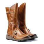 Fly London Mes 2 Leather WoMens Camel Boots - Brown - Size UK 8