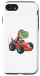 Coque pour iPhone SE (2020) / 7 / 8 Voiture de course T-Rex, mignon dinosaure vert drôle