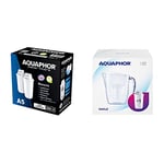 AQUAPHOR A5 Replacement Water Filter cartridges, fits All A5 Filter jugs, 2 Pack, 350l per Filter & Smile Fridge Water Filter Jug, Includes 1x A5 Filter Cartridge to Reduce Limescale