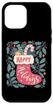 Coque pour iPhone 12 Pro Max Chaussette bohème Happy Holidays rétro en forme de canne à sucre d'orge de Noël