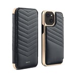 Greenwich PORTLAND Leather Case for iPhone 13 mini Compatible with MagSafe Wireless Charging - Beluga (Black) / Gold