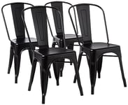 Amazon Basics Lot de 4 chaises de Salle à Manger en métal, Noir, 51 x 43 x 85 cm