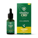 Vitality CBD Oral Drops in hempseed Oil, 1200 mg, Lemon, 30ml, NO THC